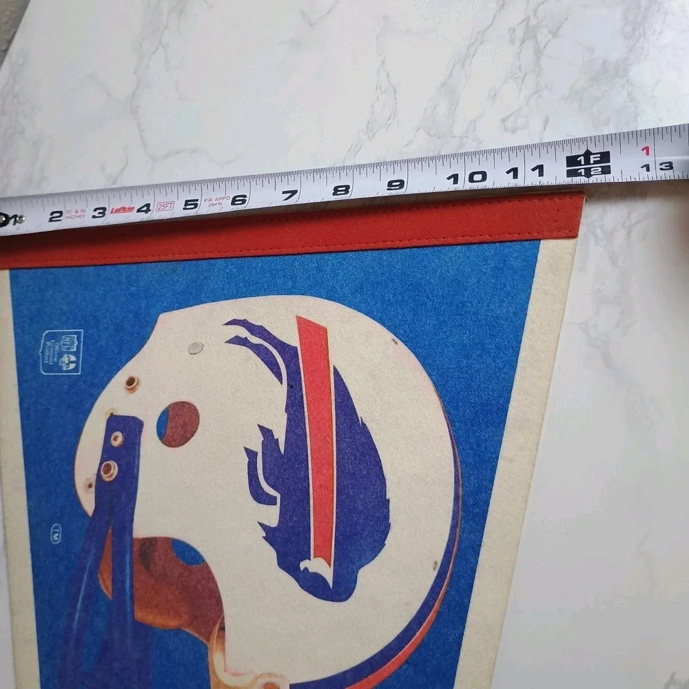 Vintage 1970s Buffalo Bills NFL Felt Pennant Flag White Helmet Logo Trench Vtg